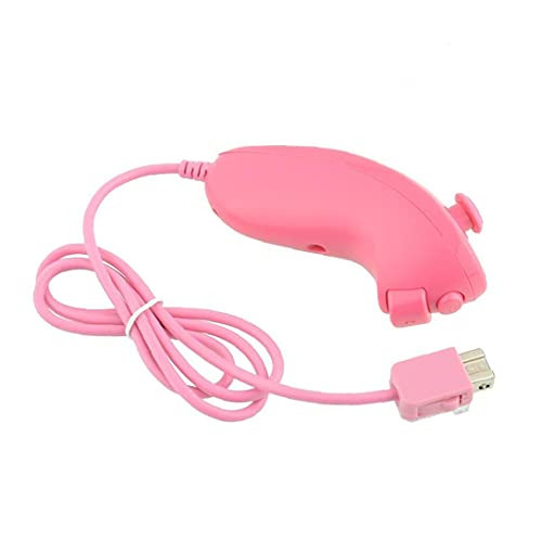 High Sensitivity Left Hand Gamepad Roles Movement Comfortable Feeling Remote Video Bent Game Handle Compatible with Nintendo Wii Pink 1pc,Gamepad