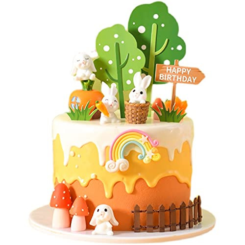 Luckerain Easter Bunny Easter Egg Cake Decoration Cake Topper Party Dessert Rabbit Decoration Birthday Party Baby shower Baking Supplies