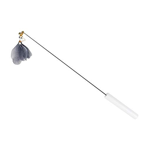 BESUFY Cat Toys,Kitten Toys with Bells Interactive Catcher Teaser for Indoor Kitten Having Fun Pet Cat Kitten Teaser Bell Feather Playing Steel Wire Stick Wand Interactive Toy - Grey BESUFY Cat Toys,Kitten Toys with Bells Interactive Catcher Teaser for Indoor Kitten Having Fun Pet Cat Kitten Teaser Bell Feather Playing Steel Wire Stick Wand Interactive Toy - Grey