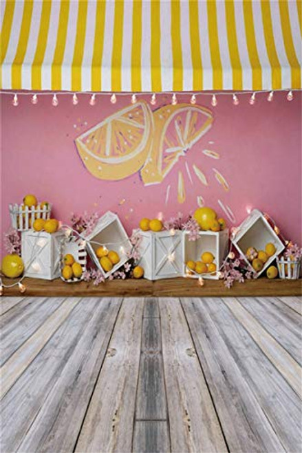 YEELE Lemon Fruit Wall Backdrop 3x5ft Kids Adults Birthday Portrait Photography Background Rustic Wood Floor Artistic Portrait Banner Photobooth Props Digital Wallpaper