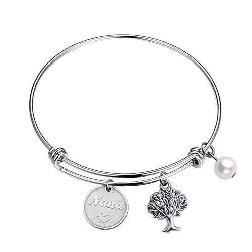 BEKECH Nana Bracelet Grandma Nana Charm Expandable Wire Bangle Nana Jewelry Grandmother Gift for Family Nana -Bangle bracelet 2-