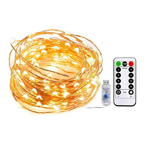 Kiminors 10m 100LED Remote Control USB Copper Wire String Light Low Voltage Waterproof Christmas Day Light String