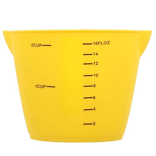 Hemoton 500ML Baking Graduated Cups Silicone Measuring Cup Jug Pour Spout Kitchen Mixing Cups for Kitchen Laboratory Baking Beaker Liquid Measure Yellow