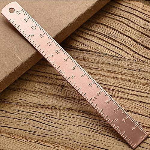 Stainless Steel Cork Base Rulers,Non Slip Straight Edge Ruler,Inch and Metric Graduations Measuring Corkback Ruler-rose gold-