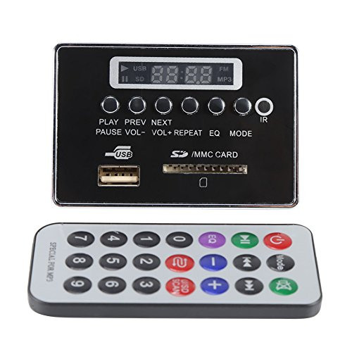 MP3 Decoder Board, Bluetooth Audio Decoder Module Remote Digital LED Display Decoder Board Support USB/SD/TF Card/FM Radio Function-12V Black-