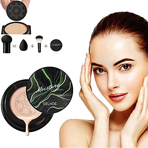 HXS Air Cushion CC Cream, Mushroom Head Foundation, Moisturizing BB Cream Makeup Long Lasting Matte Concealer, Even Skin Tone Makeup Base Primer, 10ml