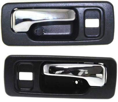 Evan-Fischer Interior Door Handles compatible with Honda Accord 90-93 Set of 2 Front Left and Right Side Plastic Black bezel W/chrome lever W/door lock hole