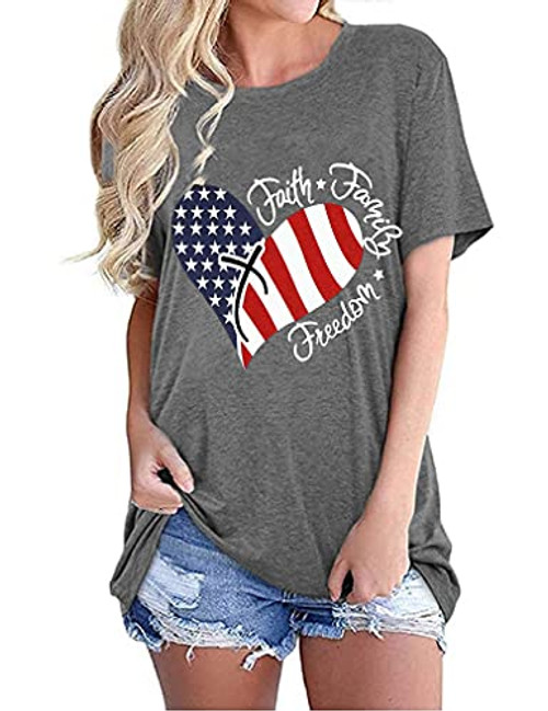 Aoang Womens American Flag Print T-Shirt 4th of July Patriotic Shirt Casual Stars Stripes Print Tops Tees M Gray Aoang Womens American Flag Print T-Shirt 4th of July Patriotic Shirt Casual Stars Stripes Print Tops Tees M Gray