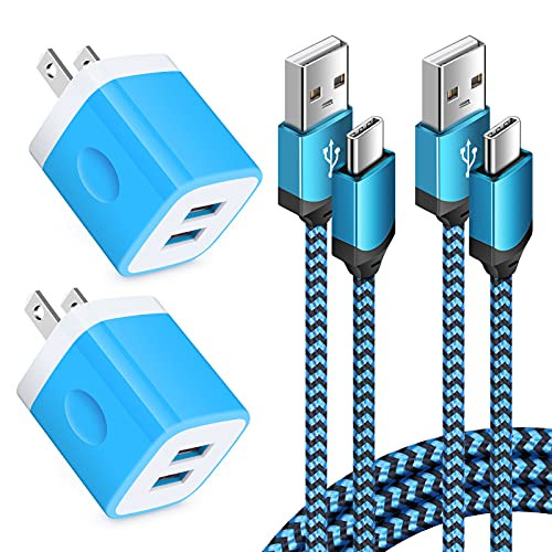 USB Wall Charger Type C Cable, Charging Block Phone Charger Cube Plug with 6ft USB C Cable Cord for Samsung Galaxy S21/S20 Plus/Ultra/FE A12 A52 A72, Moto G Power G Stylus G Fast G7 G8 Plus Play Z5 X4