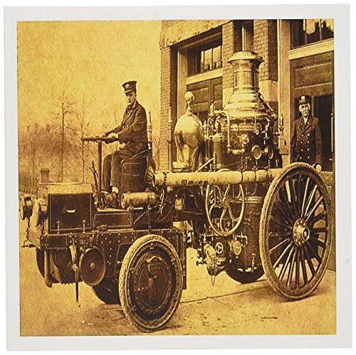 3dRose Vintage Fire Engine Steam Pumper - Greeting Cards, 6 x 6 inches, set of 6 -gc-16221-1-