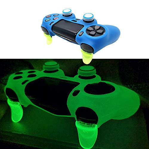 Ps4 Controller Skin Silicone Case Grip Glow in Dark Protective Cover for PS4/slim/Pro Dualshock 4 Controller -Glow Royal Blue-