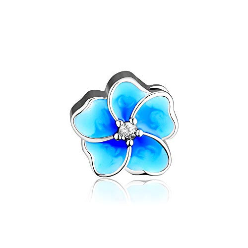 CKK Fits Pandora Charms Bracelets 925 Sterling Silver Beads Blue Plumeria Floral Bead Charms for DIY Bracelet Jewelry Making Women Accessories CKK Fits Pandora Charms Bracelets 925 Sterling Silver Beads Blue Plumeria Floral Bead Charms for DIY Bracelet Jewelry Making Women Accessories
