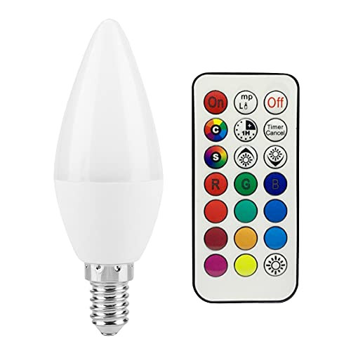 3W RGB E14 Candelabra LED Bulb with Remote Control RGB Light Bulb Dimmable Color Changing Candle Light Bulb for Home Decoration/Bar/Party/KTV Mood Ambiance Lighting-E14RGB plusWarm White-