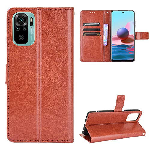 QiongNi Case for Xiaomi Redmi Note 10 Pro Case Cover,Flip Leather Wallet Cover Case for Xiaomi Redmi Note 10 Pro Max 4G M2101K6I / Redmi Note 10 Pro 4G M2101K6G Case Brown