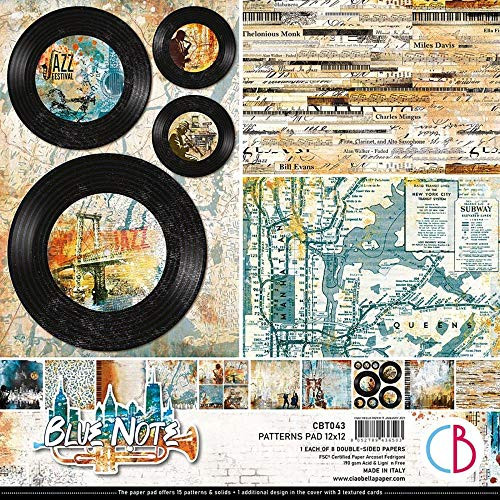 Ciao Bella Blue Note Double-Sided Paper Pack 90lb 12"X12" 8/Pkg