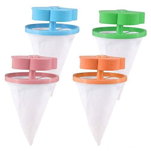 Pet with Laundry Ball Fur Remover Hair Catcher Pouch Flower Floating lint mesh Bag Reusable Washing Machine Filter net lint Trap 4 Pieces