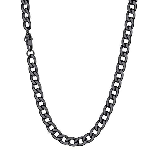 U7 Rapper Chain Black Color Stainless Steel Jewelry Men's Hip Hop 9MM Wide Miami Cuban Chain Necklace 20 Inch