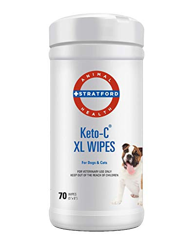 Stratford Keto-C -Ketoconazole Chlorhexidine- Antiseptic Antibacterial Antifungal Wipes for Dogs, Cats, and Horses Cucumber Melon 70 XL Wipes