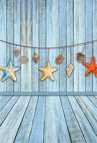 YEELE Nautical Wood Backdrop 3x5ft Blue Wooden Wall Floor Interior Photography Background Newborn Baby Kids Children Adults Photos Artistic Portrait Wedding Photobooth Props Digital Wallpaper