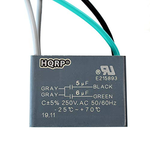 HQRP Ceiling Fan Capacitor CBB61 5uf plus6uf 4-Wire UL Listed plus HQRP Coaster