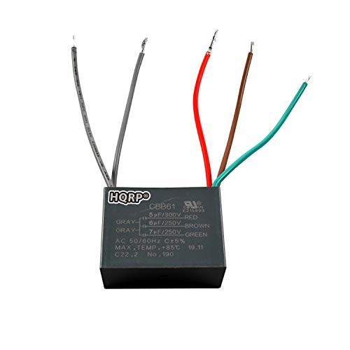 HQRP Capacitor fits Hampton Bay Ceiling Fan CBB61 5uf plus6uf plus7uf 5-Wire UL Listed plus HQRP Coaster