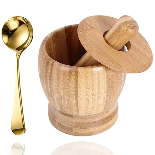 Large Wooden Mortar and Pestle Set with Spoon| Pepper Grinder| Pill Crusher Mortar| Spice Mortar and Pestle| Bowl and Crusher| Guacamole Bowl Shell Garlic Pepper Press Grinder Crusher Mix Large Wooden Mortar and Pestle Set with Spoon| Pepper Grinder| Pill Crusher Mortar| Spice Mortar and Pestle| Bowl and Crusher| Guacamole Bowl Shell Garlic Pepper Press Grinder Crusher Mix