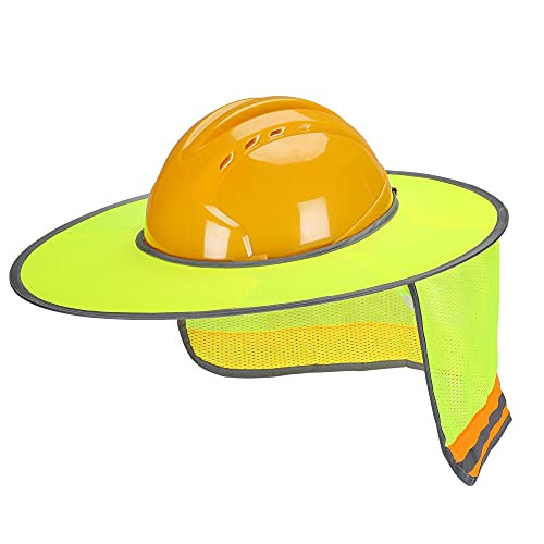 UNCO- Hard Hat Sun Shield, Full  and  Standard Brim Mesh Sunshade High Visibility Reflective, Hard Hat Sun Shade, Hard Hat Accessories, Hard Hat Visor, Hard Hat Shade, Hard Hat Neck Shade. Yellow