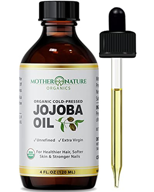 Jojoba Oil - USDA Certified Organic, 100 percent Pure, Cold Pressed  and  Unrefined Hexane Free Oil -4oz- - Natural Moisturizer for Face, Hair  and  Skin - Non-GMO  and  Cruelty Free