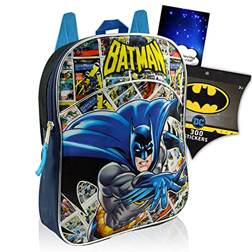 DC Comics Batman Mini Backpack Bundle ~ Batman School Supplies And School Bag With 300 Batman Stickers -Superhero School Supplies-