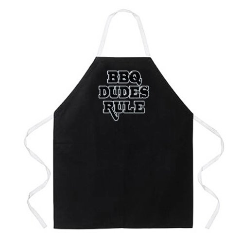 Attitude Aprons Fully Adjustable "BBQ Dudes Rule" Apron, Black