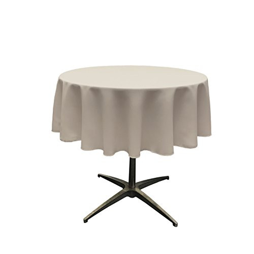 LA Linen Polyester Poplin Tablecloth 51-Inch Round, Grey, Light Gray