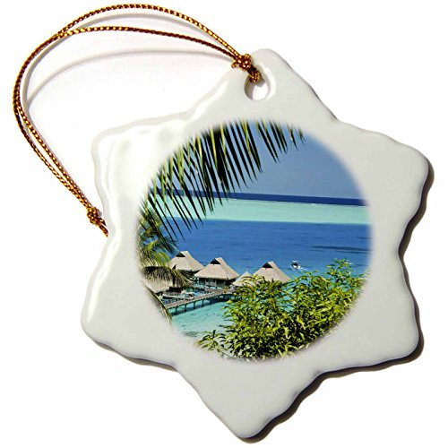 3dRose orn_85123_1 Scenic resort, Bora Bora, French Polynesia - OC13 MWT0130 - Michele Westmorland - Snowflake Ornament, Porcelain, 3-Inch