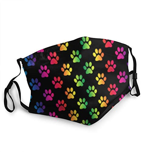 Rainbow Paw Print Face Mask Reusable, Comfortable and Breathable,Adjustable Ear Loops,Adjustable Nose Wire