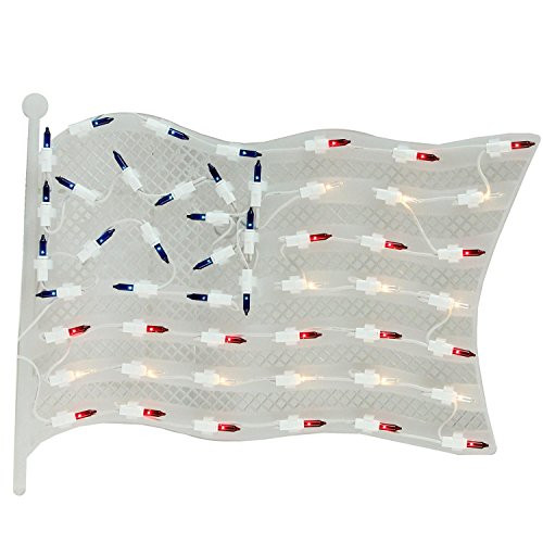 impact 14.5" Lighted Patriotic Fourth of July American Flag Window Silhouette Decoration