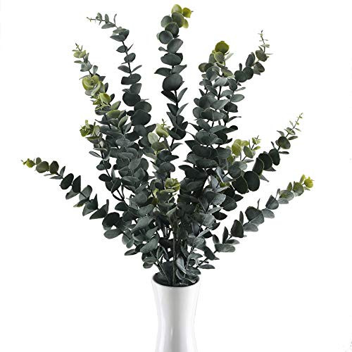 GTIDEA 3 Pcs 34.6 Inch Faux Eucalyptus Leaves Stems Fake Eucalyptus Branches Plants Artificial Greenery Stems for Home Wedding Vase Floral Arrangement Decor