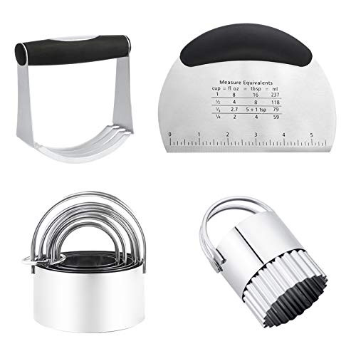 Allnice Biscuit Cutter Set Stainless Steel Pastry Cutter Biscuit Mold Set Dough Cutter and Dough Blender Round Cookie Cutter with Arched Handle Pastry Cutter for Biscuits Cookie Cakes Allnice Biscuit Cutter Set Stainless Steel Pastry Cutter Biscuit Mold Set Dough Cutter and Dough Blender Round Cookie Cutter with Arched Handle Pastry Cutter for Biscuits Cookie Cakes