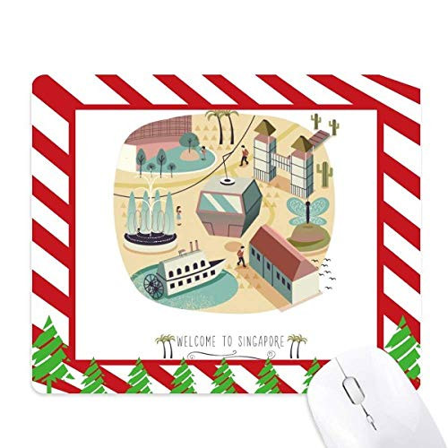Singapore Theme Park Cable Car Mouse Pad Candy Cane Rubber Pad Christmas Mat