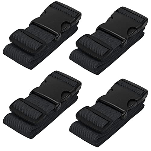 BlueCosto Luggage Strap Suitcase Straps Belts Travel Accessories, 4-Pack, Black