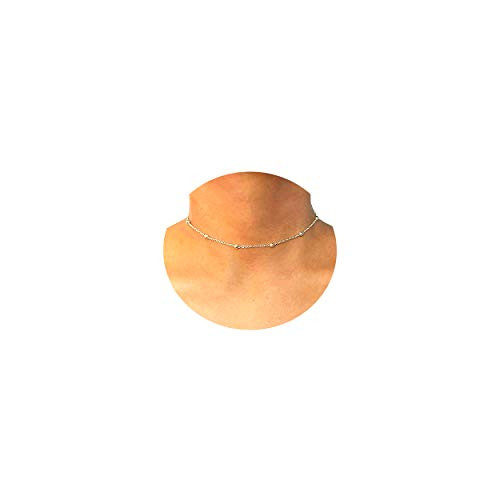 NECOCY Silver Dainty Beaded Choker Necklace Satellite Chain Choker Simple Round Ball Necklace Jewelry Gift for Women Teen Girls