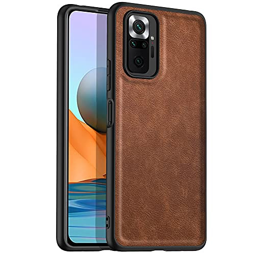 Amosry Compatible with Xiaomi Redmi Note 10 Pro/Note 10 Pro Max Case Leather Case, Retro Leather Texture, Shockproof, Scratchproof, Anti-Fingerprint,for Redmi Note 10 Pro/Note 10 Pro Max -Brown-
