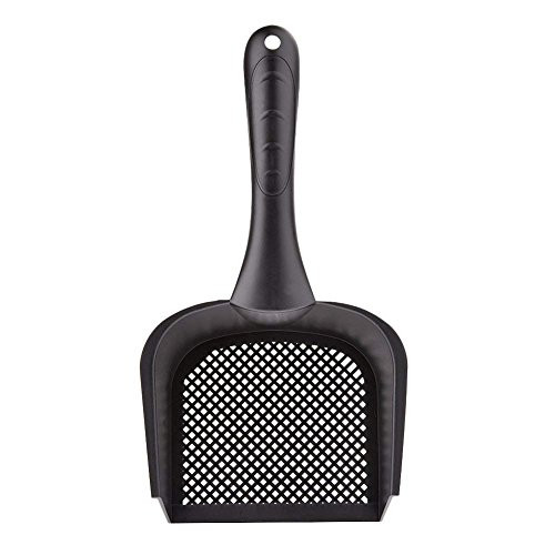 Cat Litter Scoop - Norya Durable PVC Plastic Litter Scoop With Long Handle Easy to Clean Cat Deep Shovel Pet Cleaning Tool -Black-