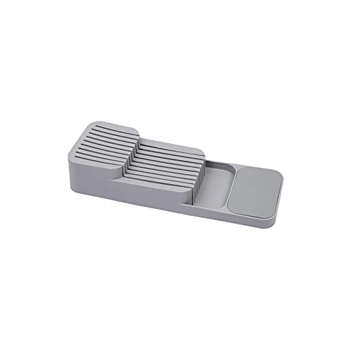 Kitchen-Drawer Organizer Tray Knife Holder-2 Tier Knife Block in-Drawer?Kitchen Storage -Gray-