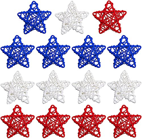 15 Pcs 4th of July Star Shaped Rattan Balls Decoration, Red White and Blue Star Shaped Wicker Balls for 4th of July Home Decor DIY Vase Bowl Filler Ornament Wedding Table Decoration -3.5 Inch- 15 Pcs 4th of July Star Shaped Rattan Balls Decoration, Red White and Blue Star Shaped Wicker Balls for 4th of July Home Decor DIY Vase Bowl Filler Ornament Wedding Table Decoration -3.5 Inch-
