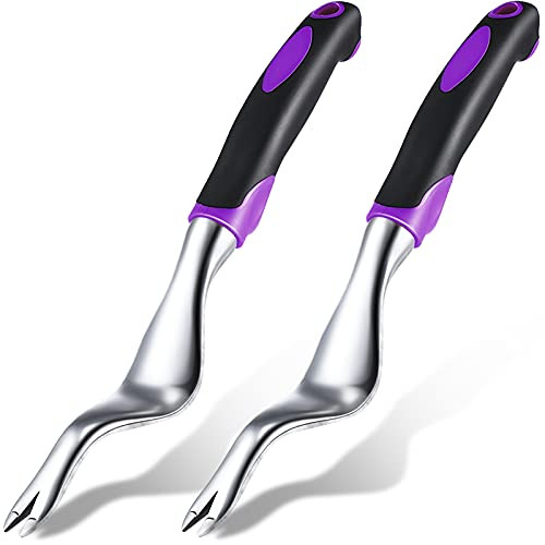 2 Pieces Weed Puller Tool Hand Weeder Garden Weeding Tools Garden Weeding Removal Weed Puller with Ergonomic Handle for Garden Lawn Farmland Transplant -Purple- 2 Pieces Weed Puller Tool Hand Weeder Garden Weeding Tools Garden Weeding Removal Weed Puller with Ergonomic Handle for Garden Lawn Farmland Transplant -Purple-