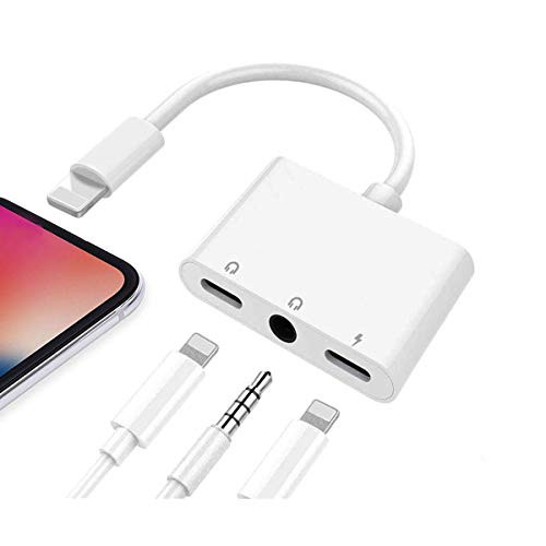 Lightning to Headphone Adapter 3.5mm Jack Headphone Adapter 3 in 1 Earphone and Charging Splitter for iPhone 12/11/SE/XS/XR/X/8/7 and iPad