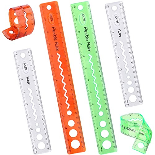 20CM/8inch Rulers Unbreakable 30CM/12INCH Dual Scale Bendable Flexible Rubber Rulers Clear Shatterproof Straight Plastic Ruler, Durable Flexi Folding Rulers School,Classroom,Office Kids Adults-4PCS-