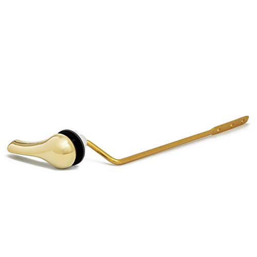 Brass Polished Toilet Tank Flush Lever Handle, with Nut Lock, Gold Finished -Side Mount-