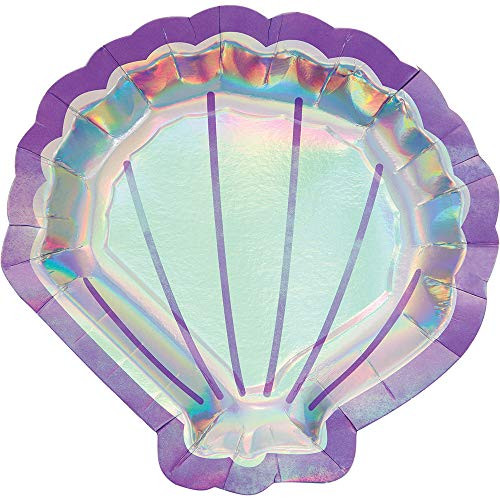 Iridescent Mermaid Party Shaped Paper Plates, 24 ct