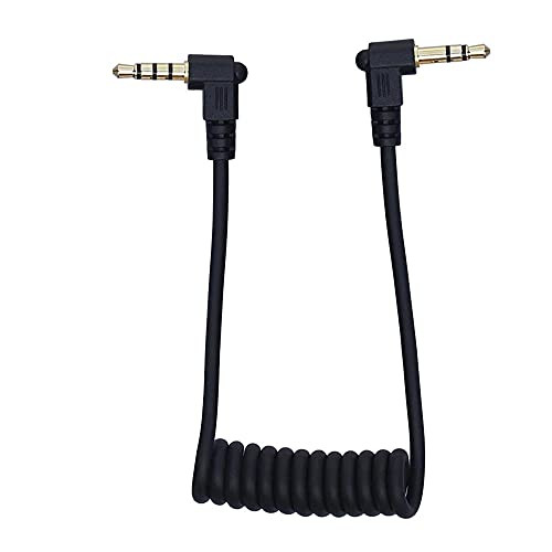 3.5mm TRS Male to 3.5mm TRRS Male Adapter Cable Compatible with Smartphone Tablets Movo BOYA by MM1 Rode SC7 VideoMic VideoMicro Mics -Coiled Cable-