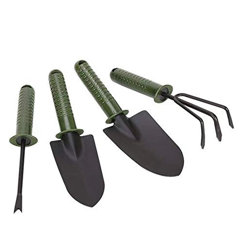 Garden Tool Set, 4 Piece Gardening Kit Includes Hand Trowel, Transplant Trowel and Cultivator Hand Rake with Soft Rubberized Non-Slip Ergonomic Handle, Garden Gifts